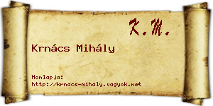 Krnács Mihály névjegykártya